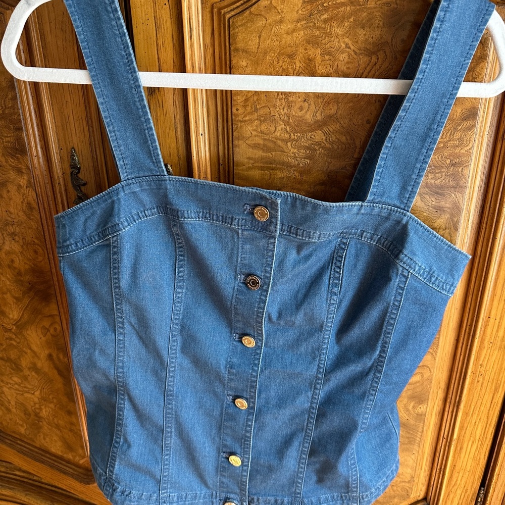 White House Black Market Blue Denim Top